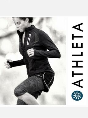 Athleta Prevail Black Full Zip Activewear Running Jacket Ruffle Detail Sz M
